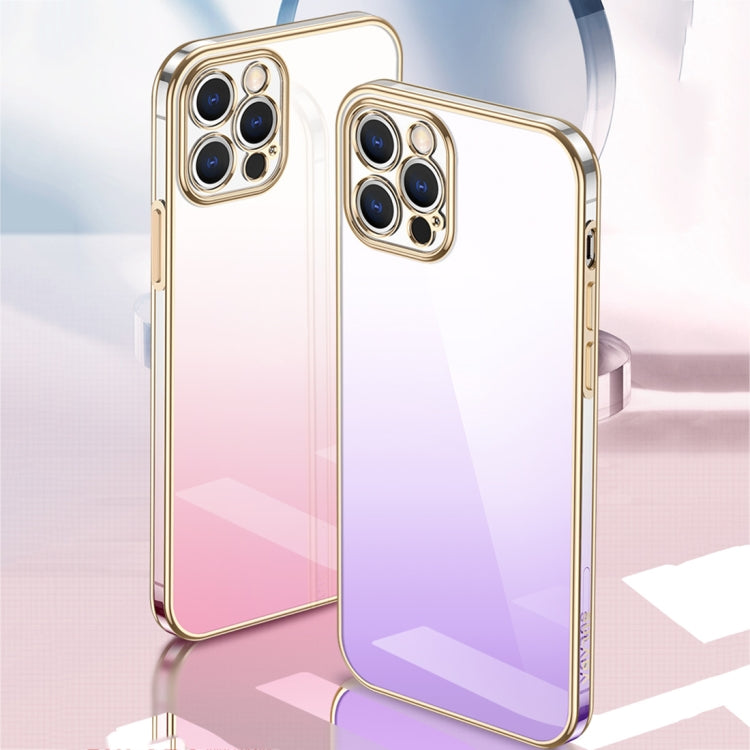 For iPhone 14 SULADA Iridescence Series Plating Transparent Gradient Phone Case(Pink) - iPhone 14 Cases by SULADA | Online Shopping South Africa | PMC TechLife | Buy Now Pay Later Mobicred