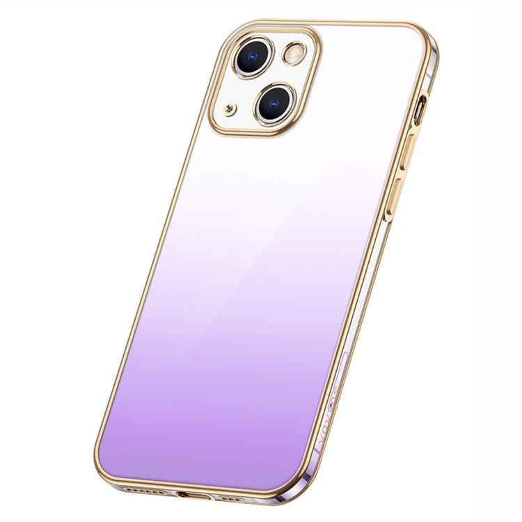 For iPhone 14 Plus SULADA Iridescence Series Plating Transparent Gradient Phone Case(Purple) - iPhone 14 Plus Cases by SULADA | Online Shopping South Africa | PMC TechLife | Buy Now Pay Later Mobicred