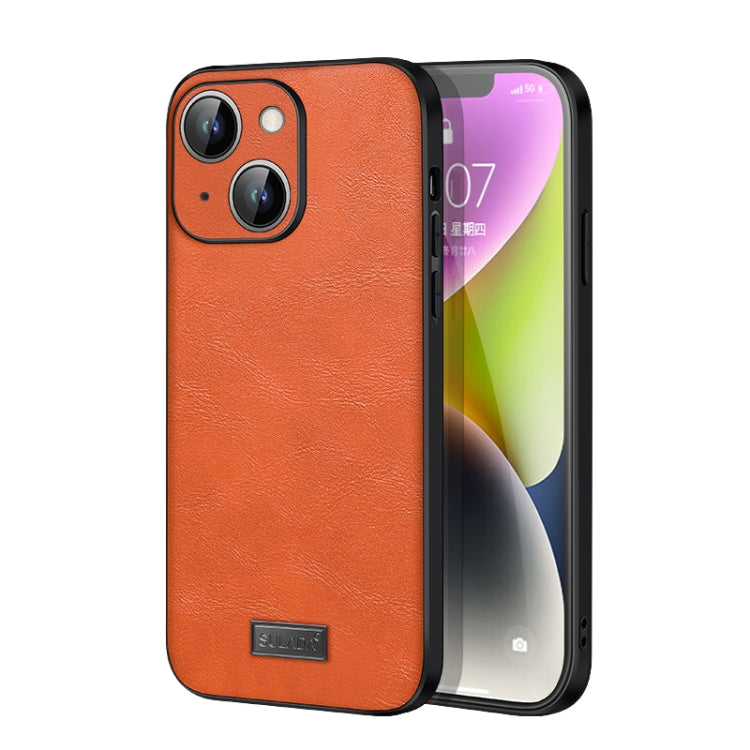 For iPhone 14 SULADA Shockproof TPU + Handmade Leather Phone Case(Orange) - iPhone 14 Cases by SULADA | Online Shopping South Africa | PMC TechLife