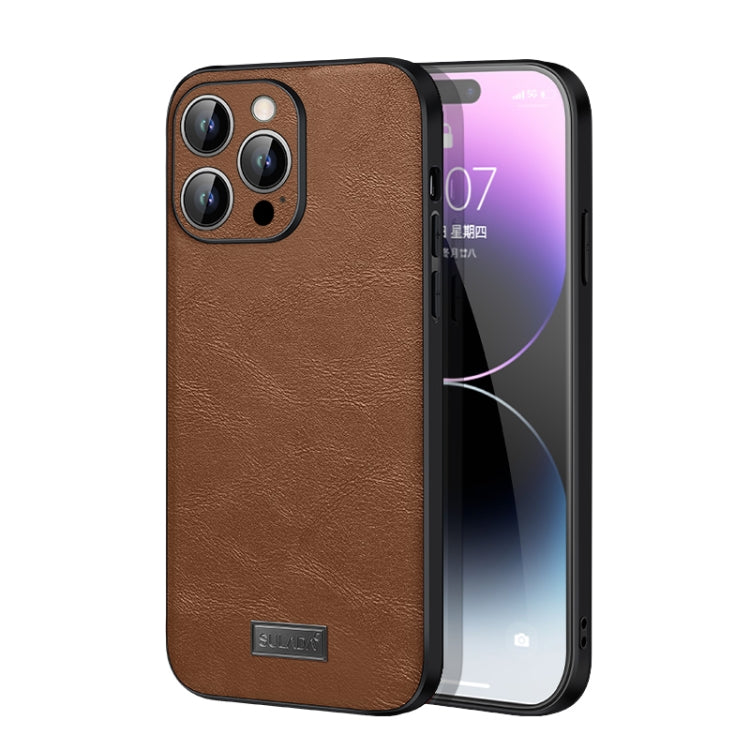 For iPhone 14 Pro SULADA Shockproof TPU + Handmade Leather Phone Case(Brown) - iPhone 14 Pro Cases by SULADA | Online Shopping South Africa | PMC TechLife