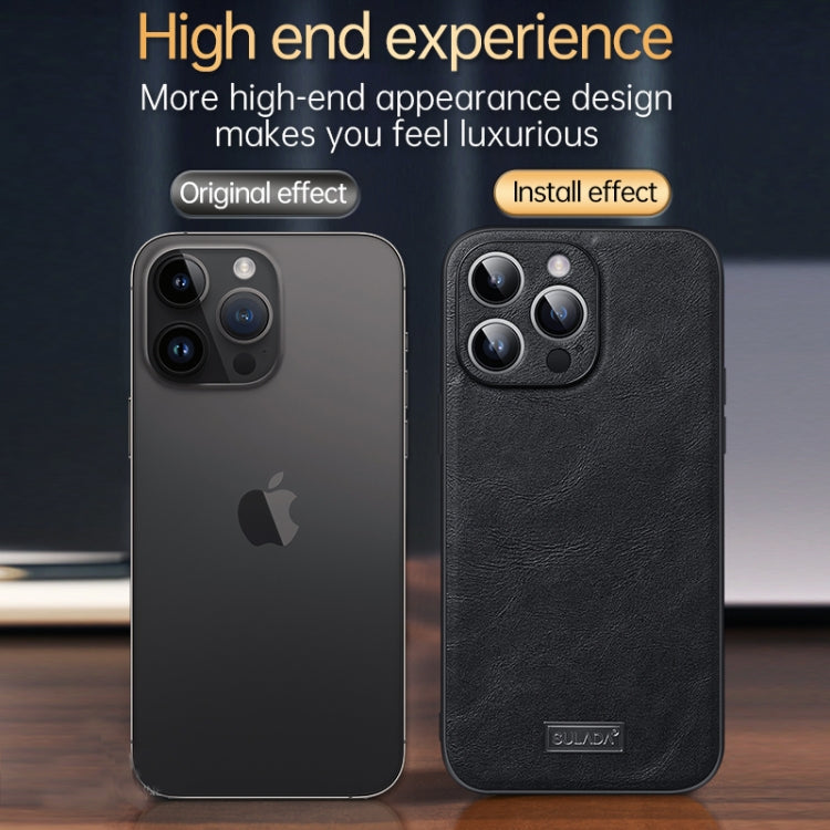 For iPhone 14 Pro SULADA Shockproof TPU + Handmade Leather Phone Case(Orange) - iPhone 14 Pro Cases by SULADA | Online Shopping South Africa | PMC TechLife