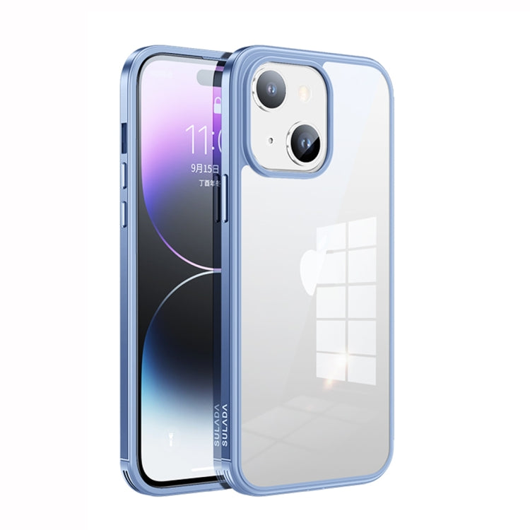 For iPhone 14 Plus SULADA Metal Frame + Nano Glass + TPU Phone Case(Sierra Blue) - free shipping - PMC TechLife - Order now!