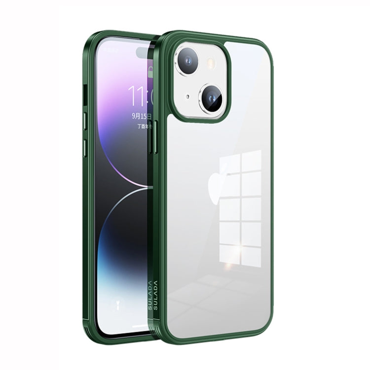 For iPhone 14 Plus SULADA Metal Frame + Nano Glass + TPU Phone Case(Green) - free shipping - PMC TechLife - Order now!