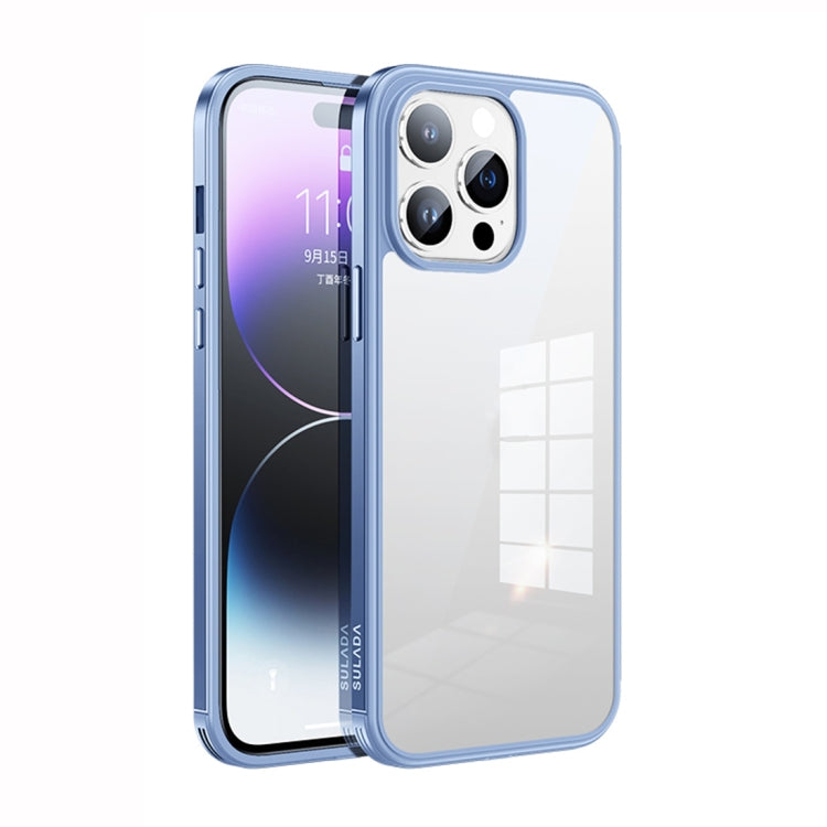 For iPhone 14 Pro Max SULADA Metal Frame + Nano Glass + TPU Phone Case(Sierra Blue) - free shipping - PMC TechLife - Order now!