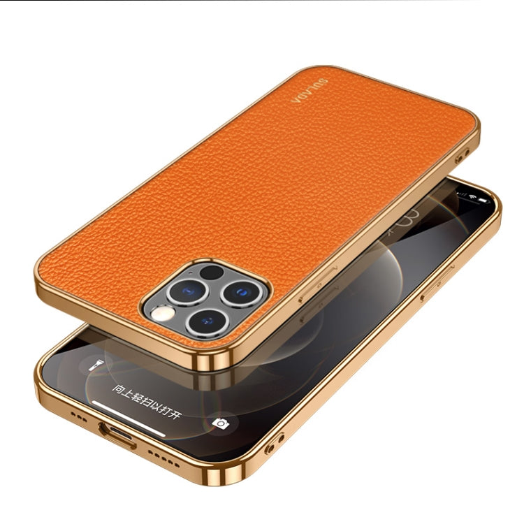 For iPhone 14 Pro Max SULADA Shockproof TPU + Handmade Leather Phone Case(Orange) - iPhone 14 Pro Max Cases by SULADA | Online Shopping South Africa | PMC TechLife | Buy Now Pay Later Mobicred