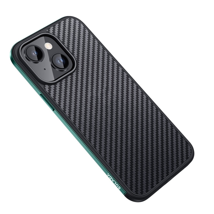 For iPhone 14 SULADA Carbon Fiber Textured Shockproof Metal + TPU Frame Case(Dark Green) - free shipping - PMC TechLife - Order now!