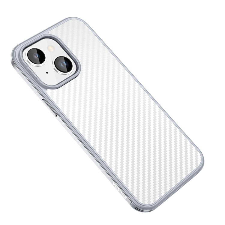 For iPhone 14 SULADA Carbon Fiber Textured Shockproof Metal + TPU Frame Case(Silver) - iPhone 14 Cases by SULADA | Online Shopping South Africa | PMC TechLife | Buy Now Pay Later Mobicred