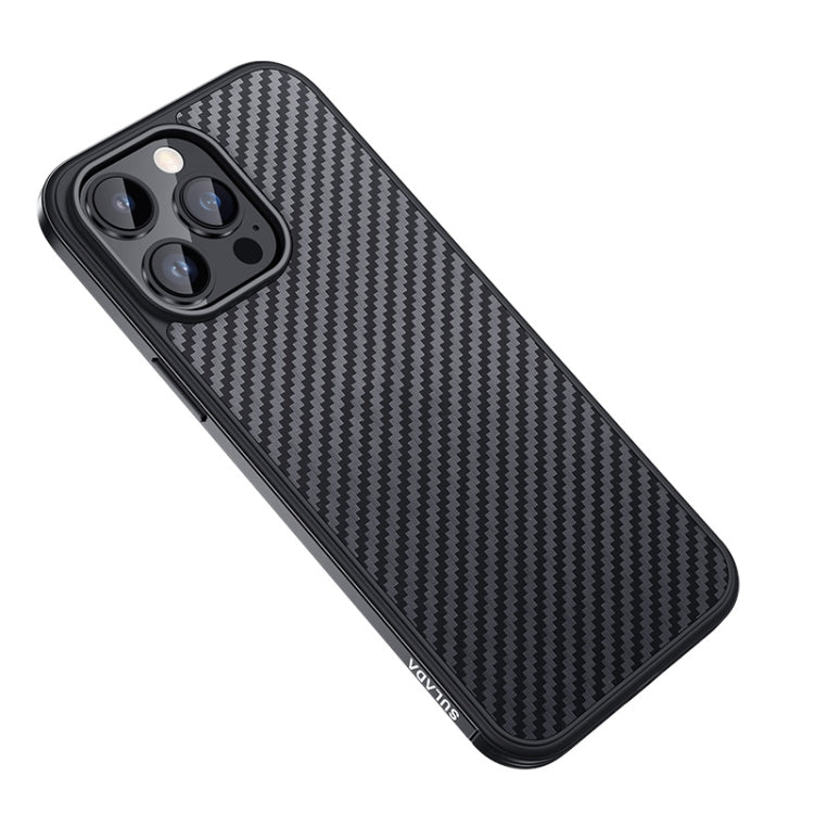 For iPhone 14 Pro SULADA Carbon Fiber Textured Shockproof Metal + TPU Frame Case(Black) - iPhone 14 Pro Cases by SULADA | Online Shopping South Africa | PMC TechLife | Buy Now Pay Later Mobicred