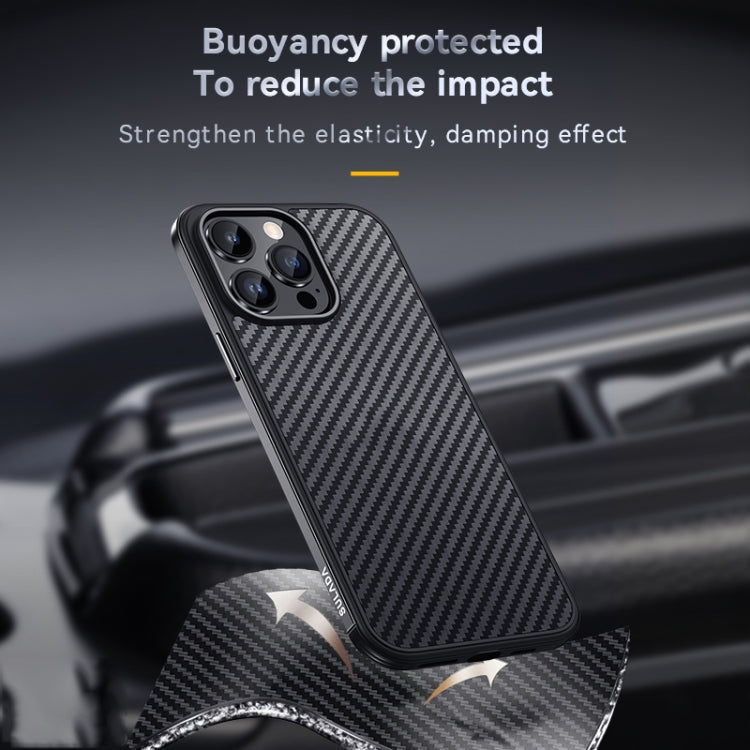 For iPhone 14 Pro SULADA Carbon Fiber Textured Shockproof Metal + TPU Frame Case(Dark Purple) - iPhone 14 Pro Cases by SULADA | Online Shopping South Africa | PMC TechLife