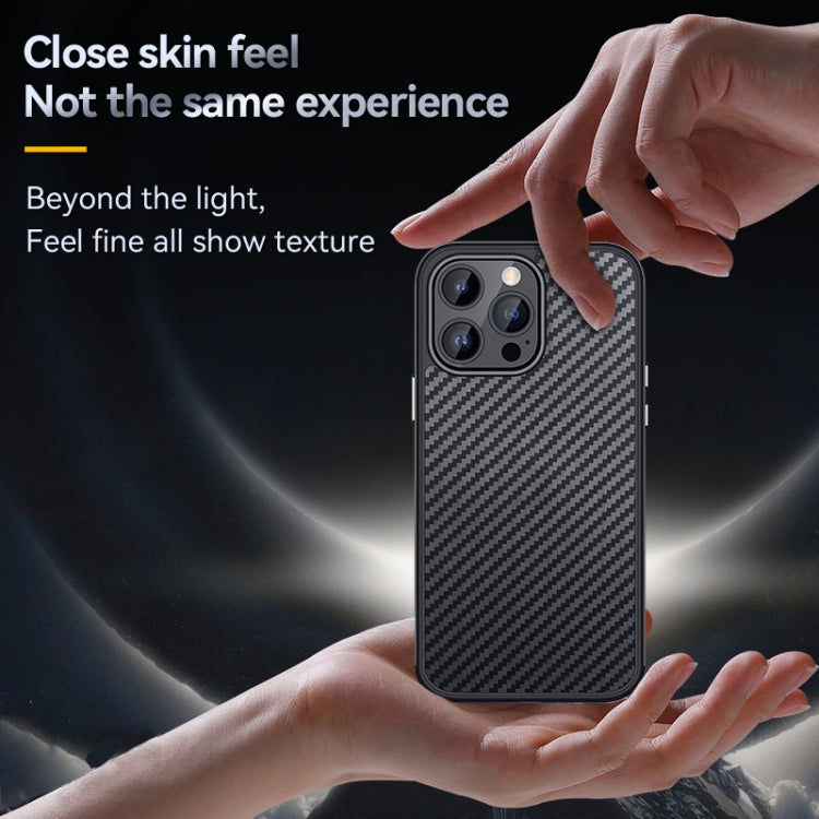 For iPhone 14 Pro SULADA Carbon Fiber Textured Shockproof Metal + TPU Frame Case(Silver) - iPhone 14 Pro Cases by SULADA | Online Shopping South Africa | PMC TechLife | Buy Now Pay Later Mobicred
