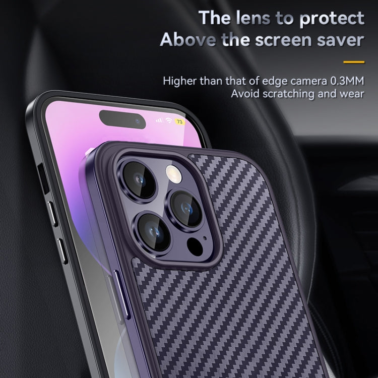 For iPhone 14 Pro Max SULADA Carbon Fiber Textured Shockproof Metal + TPU Frame Case(Silver) - iPhone 14 Pro Max Cases by SULADA | Online Shopping South Africa | PMC TechLife | Buy Now Pay Later Mobicred