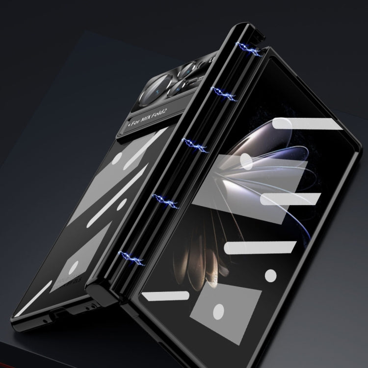 For Xiaomi Mix Fold 2 Magnetic Hinges Plating Phone Case with Holder(Rose Gold) - Xiaomi Cases by PMC TechLife | Online Shopping South Africa | PMC TechLife