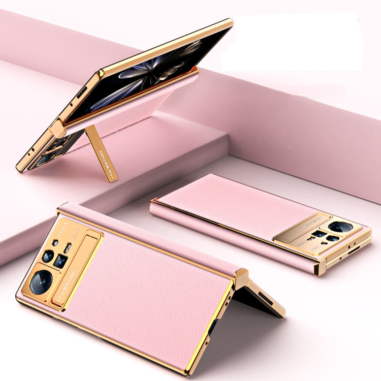 For Xiaomi Mix Fold 2 Electroplated Frame Plain Leather Phone Case(Pink) - free shipping - PMC TechLife - Order now!