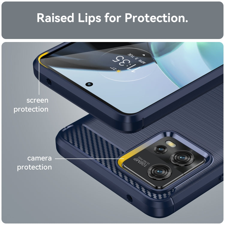 For Motorola Moto G72 5G Brushed Texture Carbon Fiber TPU Phone Case(Blue) - free shipping - PMC TechLife - Order now!