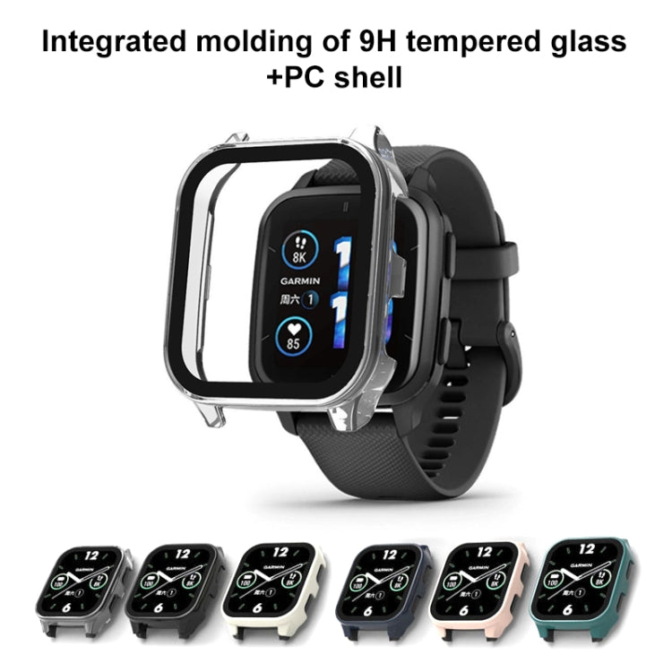 Compatible with Garmin Venu Sq2 PC + 9H Tempered Glass Integrated Protective Watch Case(Black) - Watch Cases by PMC TechLife | Online Shopping South Africa | PMC TechLife | Buy Now Pay Later Mobicred