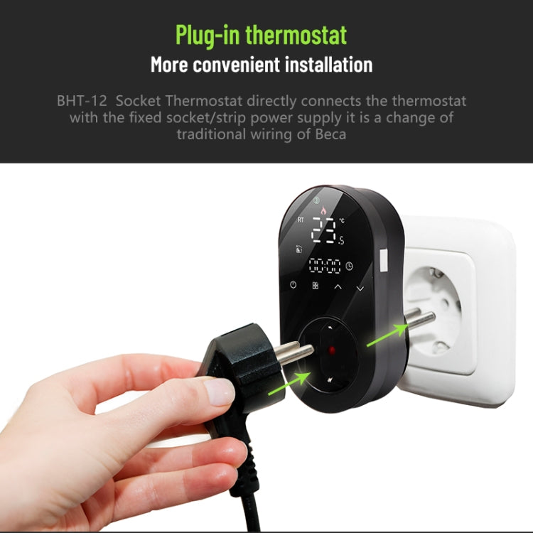 BHT12-EW Plug-in LED Thermostat With WiFi, EU Plug(Black) - Thermostat & Thermometer by PMC TechLife | Online Shopping South Africa | PMC TechLife | Buy Now Pay Later Mobicred