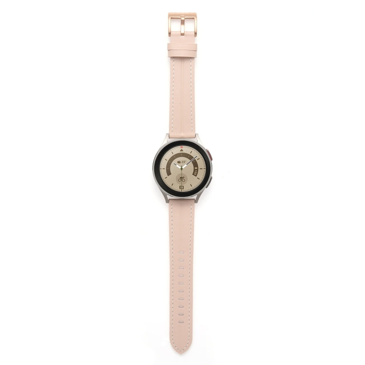 20mm Unusual Fluted Leather Watch Band(Light Pink) - 20mm Bands by PMC TechLife | Online Shopping South Africa | PMC TechLife | Buy Now Pay Later Mobicred