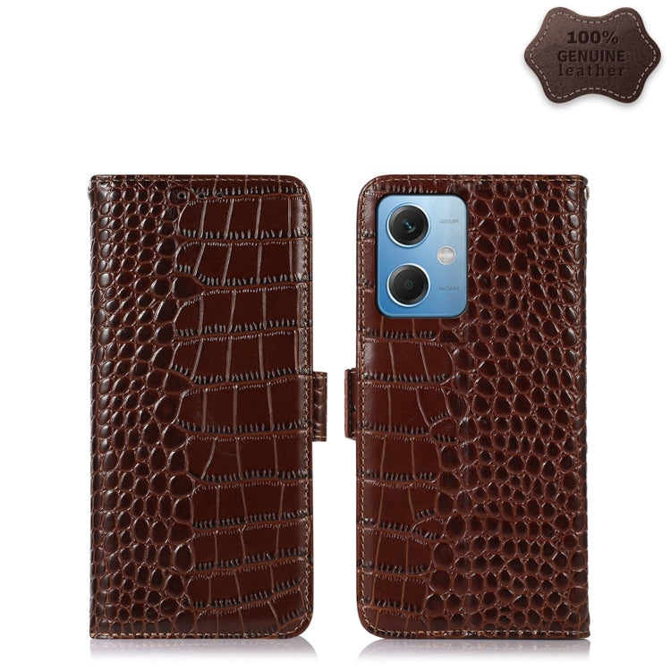 For Xiaomi Redmi Note 12 China Crocodile Top Layer Cowhide Leather Phone Case(Brown) - Note 12 Cases by PMC TechLife | Online Shopping South Africa | PMC TechLife
