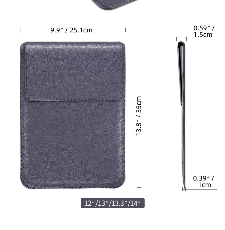 For MacBook 12 / 14 inch PU Leather 4 in 1 Laptop Bag with Functional Bracket(Space Gray) - Protective Bags by PMC TechLife | Online Shopping South Africa | PMC TechLife