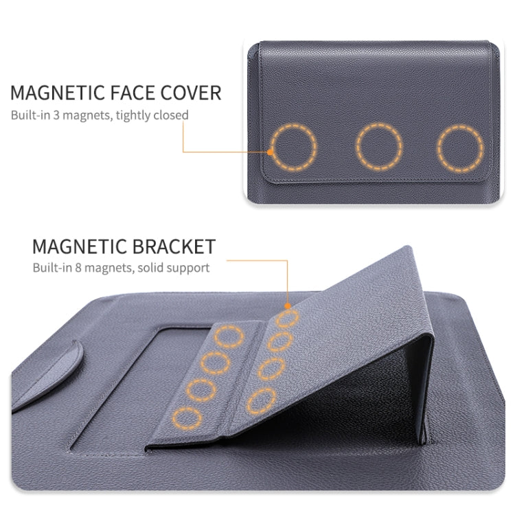 For MacBook 12 / 14 inch PU Leather 4 in 1 Laptop Bag with Functional Bracket(Black) - free shipping - PMC TechLife - Order now!