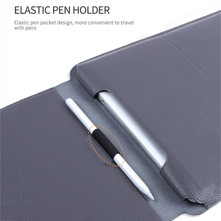 For MacBook 12 / 14 inch PU Leather 4 in 1 Laptop Bag with Functional Bracket(Dark Blue) - Protective Bags by PMC TechLife | Online Shopping South Africa | PMC TechLife
