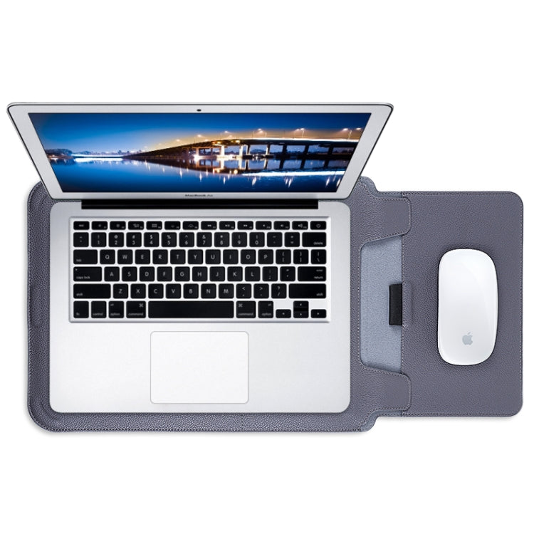 For MacBook 15 / 16 inch PU Leather 4 in 1 Laptop Bag with Functional Bracket(Dark Blue) - Protective Bags by PMC TechLife | Online Shopping South Africa | PMC TechLife