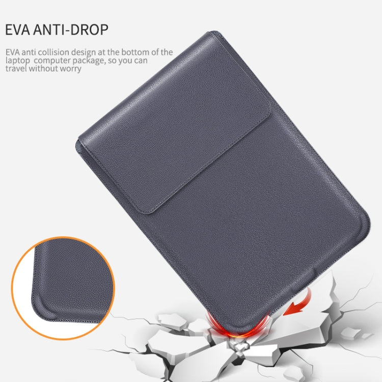 For MacBook 15 / 16 inch PU Leather 4 in 1 Laptop Bag with Functional Bracket(Dark Blue) - Protective Bags by PMC TechLife | Online Shopping South Africa | PMC TechLife