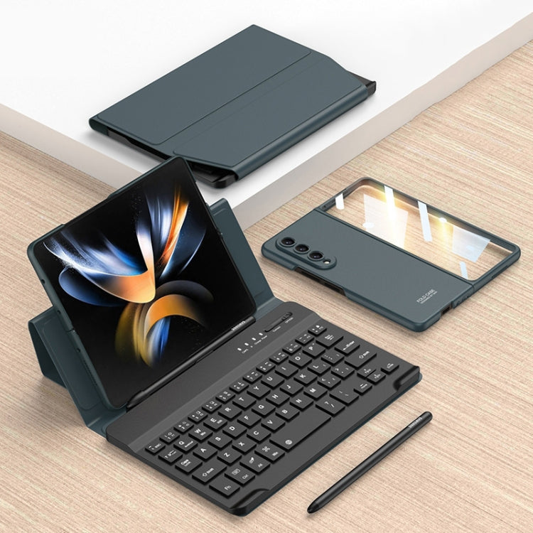 For Samsung Galaxy Z Fold4 GKK Magnetic Folding Bluetooth Keyboard Leather Case with Pen + Phone Case (Dark Green) - Samsung Keyboard by GKK | Online Shopping South Africa | PMC TechLife