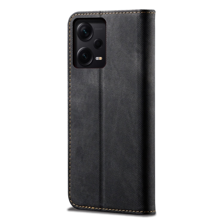 For Xiaomi Redmi Note 12 Pro+ China Denim Texture Leather Phone Case(Black) - free shipping - PMC TechLife - Order now!