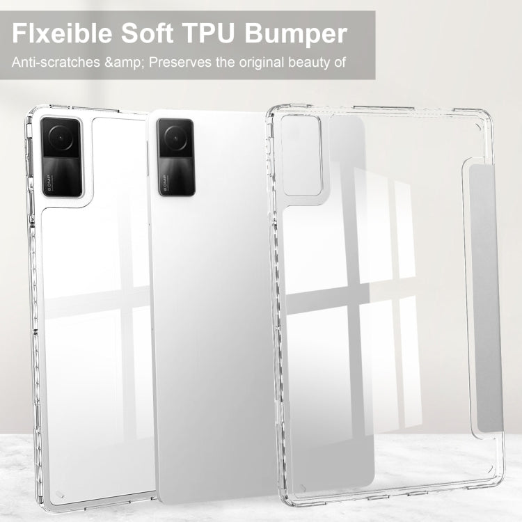 For Xiaomi Redmi Pad 10.6 3-Fold Clear Back Cover Leather Smart Tablet Case(Grey) - free shipping - PMC TechLife - Order now!