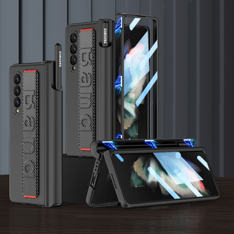 For Samsung Galaxy Z Fold3 5G GKK Magnetic Fold Hinge Shockproof Phone Case with Wrist Strap(Carbon Fibre) - Galaxy Phone Cases by GKK | Online Shopping South Africa | PMC TechLife | Buy Now Pay Later Mobicred
