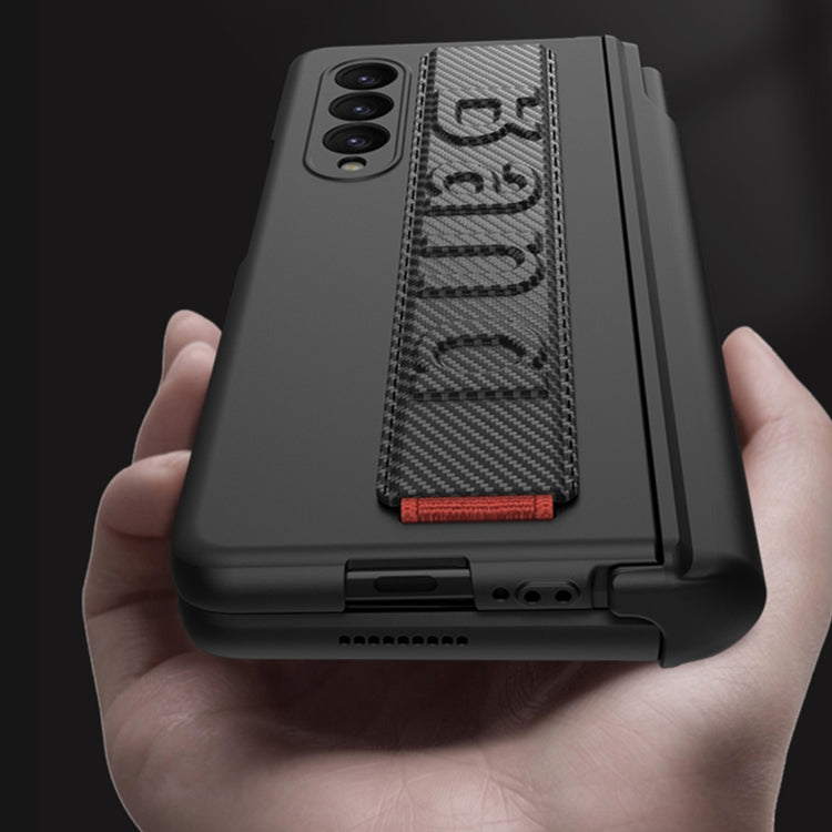 For Samsung Galaxy Z Fold3 5G GKK Magnetic Fold Hinge Shockproof Phone Case with Wrist Strap(Carbon Fibre) - Galaxy Phone Cases by GKK | Online Shopping South Africa | PMC TechLife | Buy Now Pay Later Mobicred