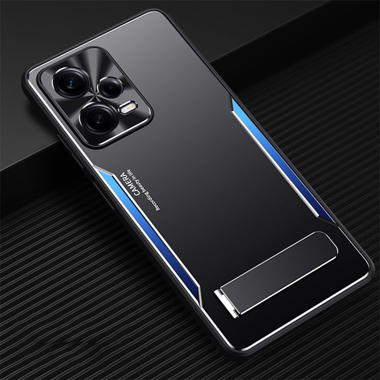 For Xiaomi Redmi Note 12 Pro+ China Blade Series TPU + Titanium Alloy Phone Case with Holder(Black Blue) - free shipping - PMC TechLife - Order now!