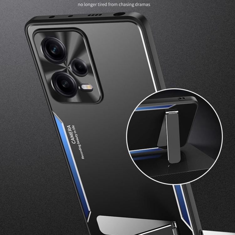 For Xiaomi Redmi Note 12 Pro+ China Blade Series TPU + Titanium Alloy Phone Case with Holder(Black Blue) - free shipping - PMC TechLife - Order now!