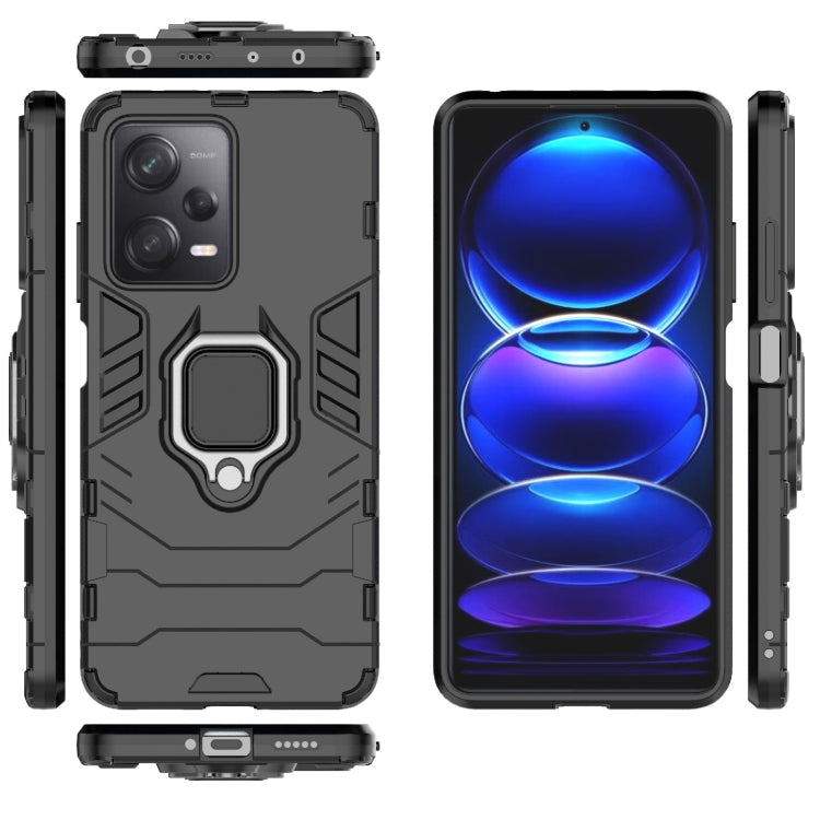 For Xiaomi Redmi Note 12 Pro 5G China PC + TPU Shockproof Protective Phone Case with Magnetic Ring Holder(Black) - free shipping - PMC TechLife - Order now!