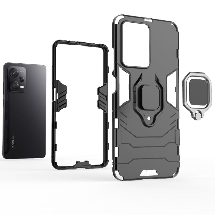 For Xiaomi Redmi Note 12 Pro 5G China PC + TPU Shockproof Protective Phone Case with Magnetic Ring Holder(Black) - free shipping - PMC TechLife - Order now!