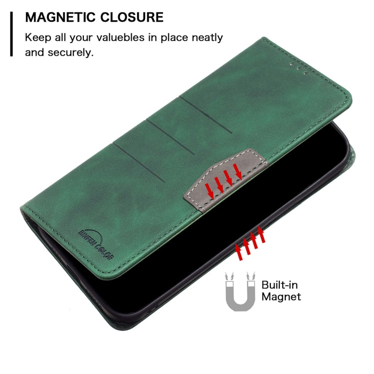 For Samsung Galaxy A54 5G BF10 Color Block Magnetic Flip Leather Phone Case(Green) - free shipping - PMC TechLife - Order now!