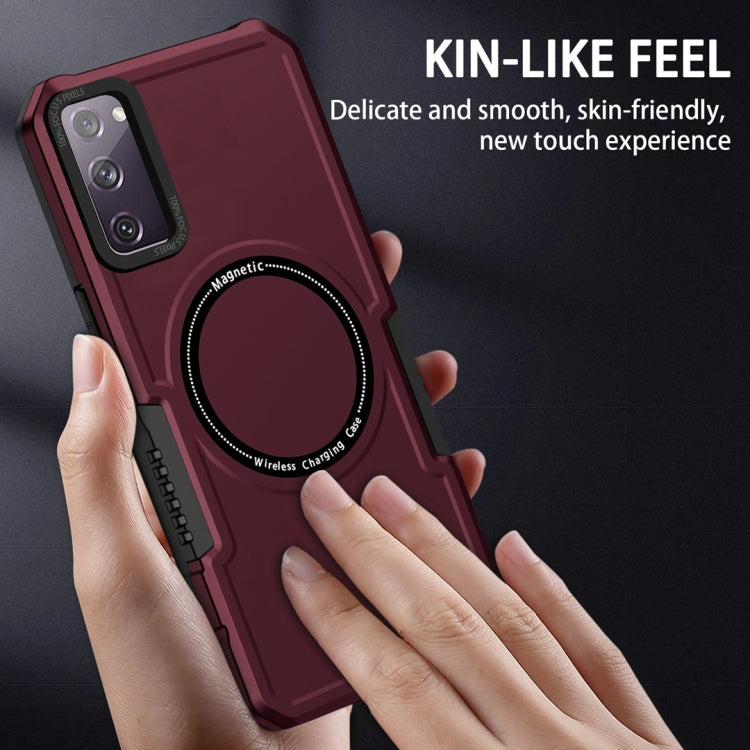 For Samsung Galaxy S20 FE MagSafe Shockproof Armor Phone Case(Wine Red) - Galaxy S20 FE Cases by PMC TechLife | Online Shopping South Africa | PMC TechLife