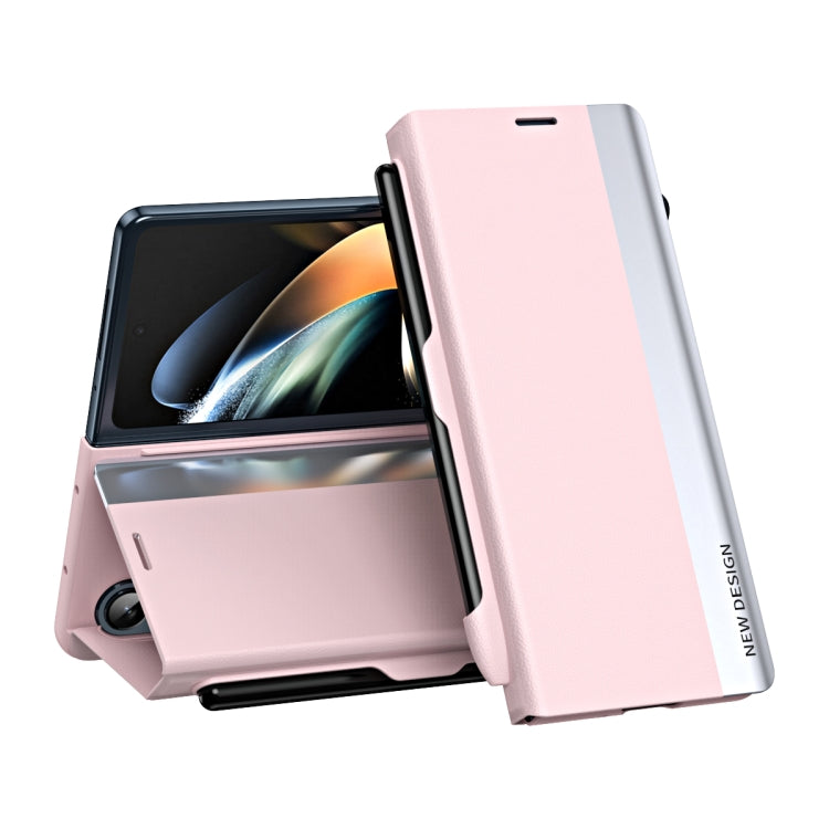 For Samsung Galaxy Z Fold4 Shockproof Full Coverage Leather Phone Case with Pen Slot(Pink) - free shipping - PMC TechLife - Order now!