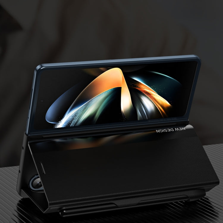 For Samsung Galaxy Z Fold4 Shockproof Full Coverage Leather Phone Case with Pen Slot(Pink) - free shipping - PMC TechLife - Order now!