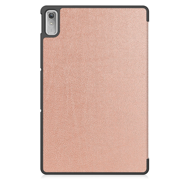 For Lenovo Tab P11 Gen 2 Custer Pure Color 3-Fold Holder Leather Smart Tablet Case(Rose Gold) - free shipping - PMC TechLife - Order now!