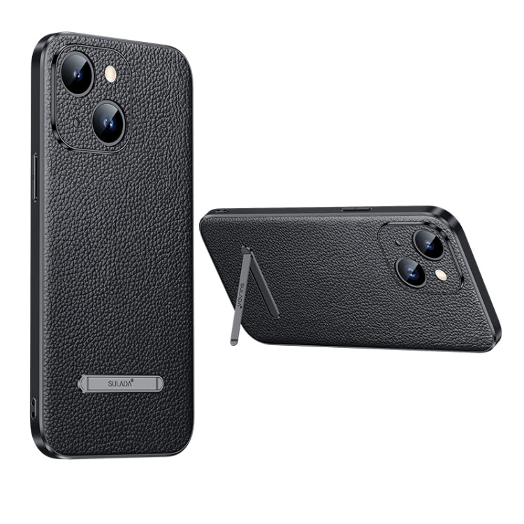For iPhone 14 SULADA Famous Artisan Series Litchi Leather PC + TPU Phone Case(Black) - iPhone 14 Cases by SULADA | Online Shopping South Africa | PMC TechLife