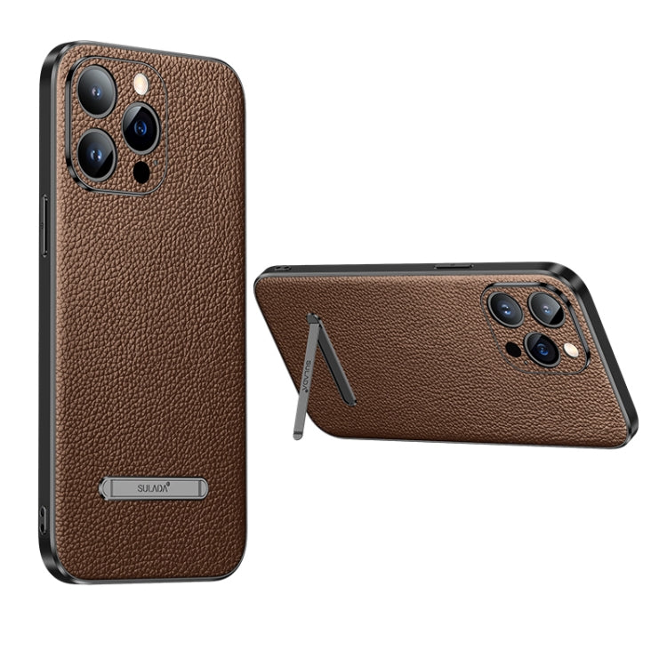 For iPhone 14 Pro SULADA Famous Artisan Series Litchi Leather PC + TPU Phone Case(Brown) - iPhone 14 Pro Cases by SULADA | Online Shopping South Africa | PMC TechLife | Buy Now Pay Later Mobicred
