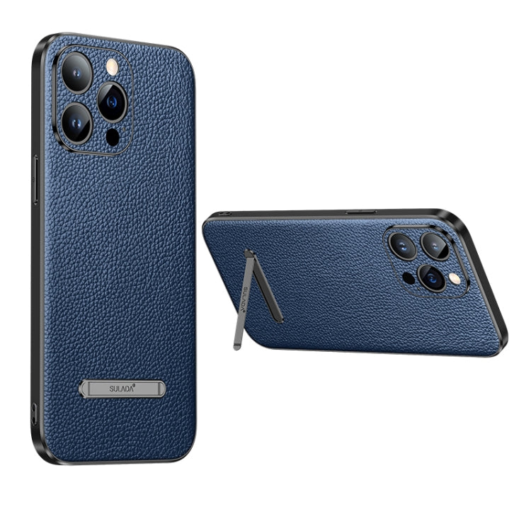 For iPhone 14 Pro SULADA Famous Artisan Series Litchi Leather PC + TPU Phone Case(Blue) - free shipping - PMC TechLife - Order now!