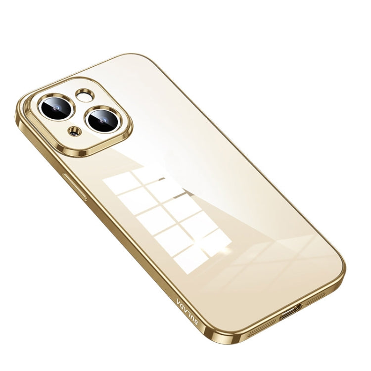 For iPhone 14 SULADA Shine Through Series Plating TPU Transparent Phone Protective Case(Gold) - iPhone 14 Cases by SULADA | Online Shopping South Africa | PMC TechLife | Buy Now Pay Later Mobicred