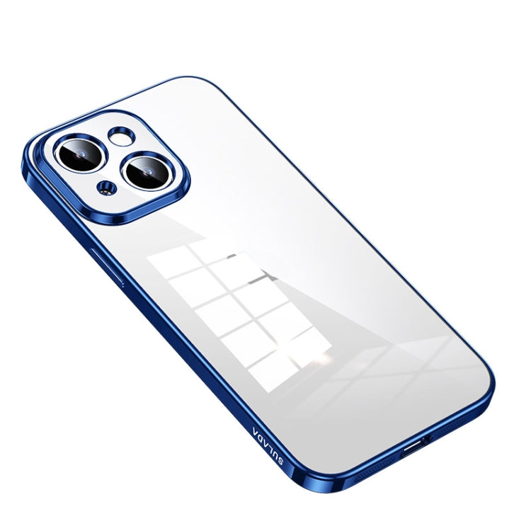 For iPhone 14 SULADA Shine Through Series Plating TPU Transparent Phone Protective Case(Blue) - iPhone 14 Cases by SULADA | Online Shopping South Africa | PMC TechLife | Buy Now Pay Later Mobicred