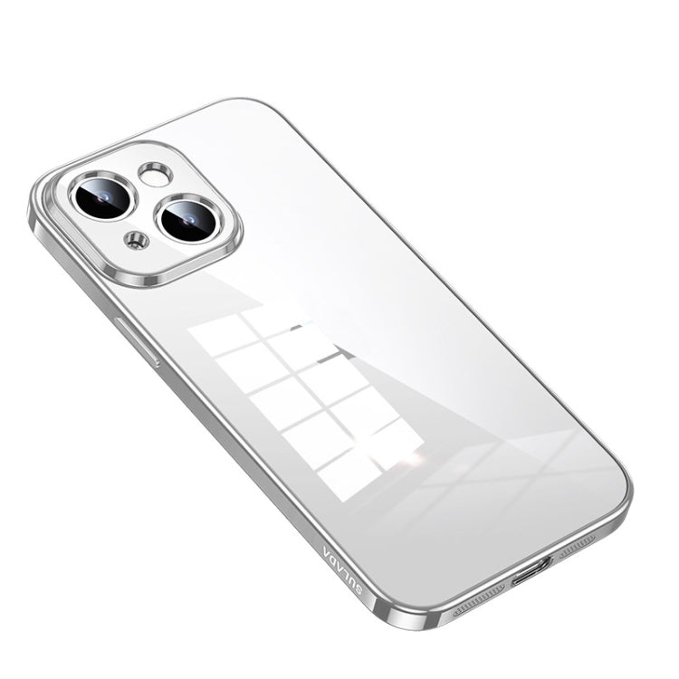 For iPhone 14 SULADA Shine Through Series Plating TPU Transparent Phone Protective Case(Silver) - iPhone 14 Cases by SULADA | Online Shopping South Africa | PMC TechLife | Buy Now Pay Later Mobicred