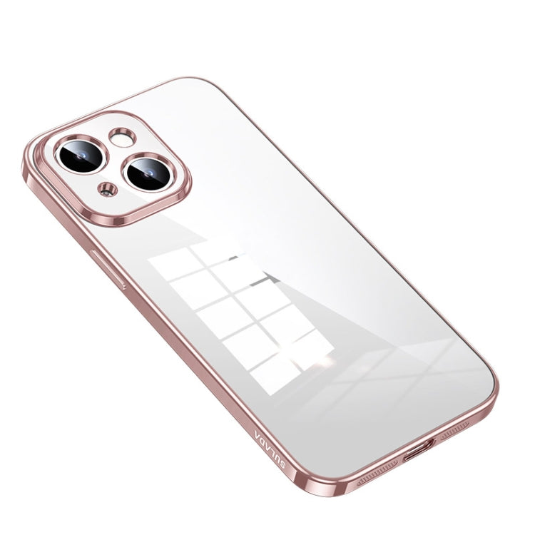 For iPhone 14 Plus SULADA Shine Through Series Plating TPU Transparent Phone Protective Case(Pink) - iPhone 14 Plus Cases by SULADA | Online Shopping South Africa | PMC TechLife | Buy Now Pay Later Mobicred