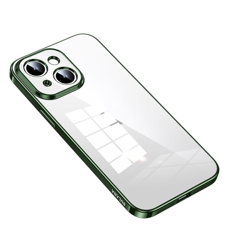 For iPhone 14 Plus SULADA Shine Through Series Plating TPU Transparent Phone Protective Case(Green) - iPhone 14 Plus Cases by SULADA | Online Shopping South Africa | PMC TechLife | Buy Now Pay Later Mobicred