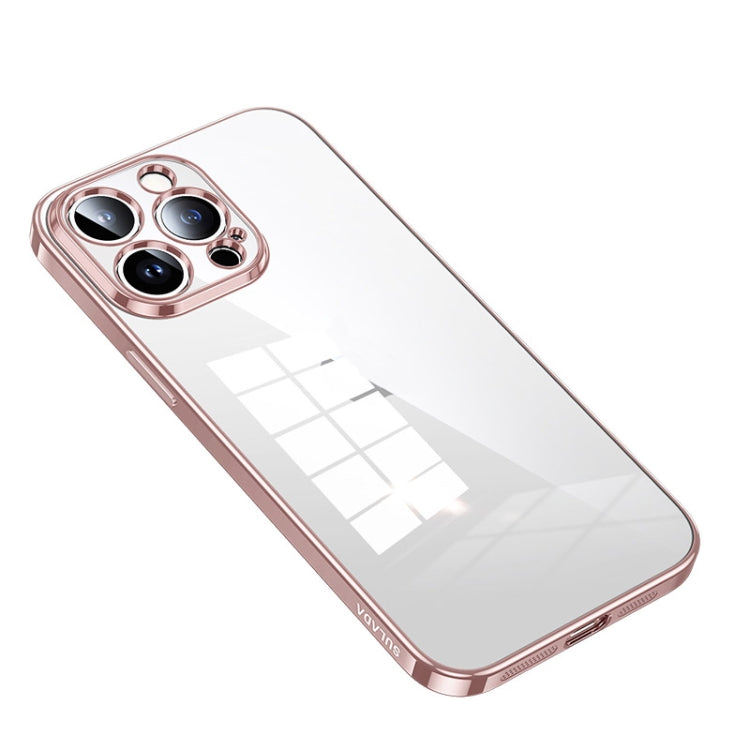 For iPhone 14 Pro SULADA Shine Through Series Plating TPU Transparent Phone Protective Case(Pink) - iPhone 14 Pro Cases by SULADA | Online Shopping South Africa | PMC TechLife | Buy Now Pay Later Mobicred